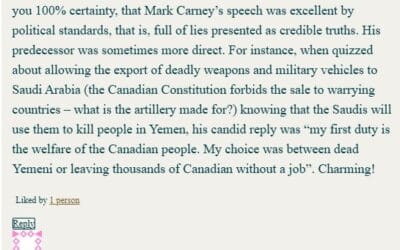 Letter on Mark Carney’s Speech